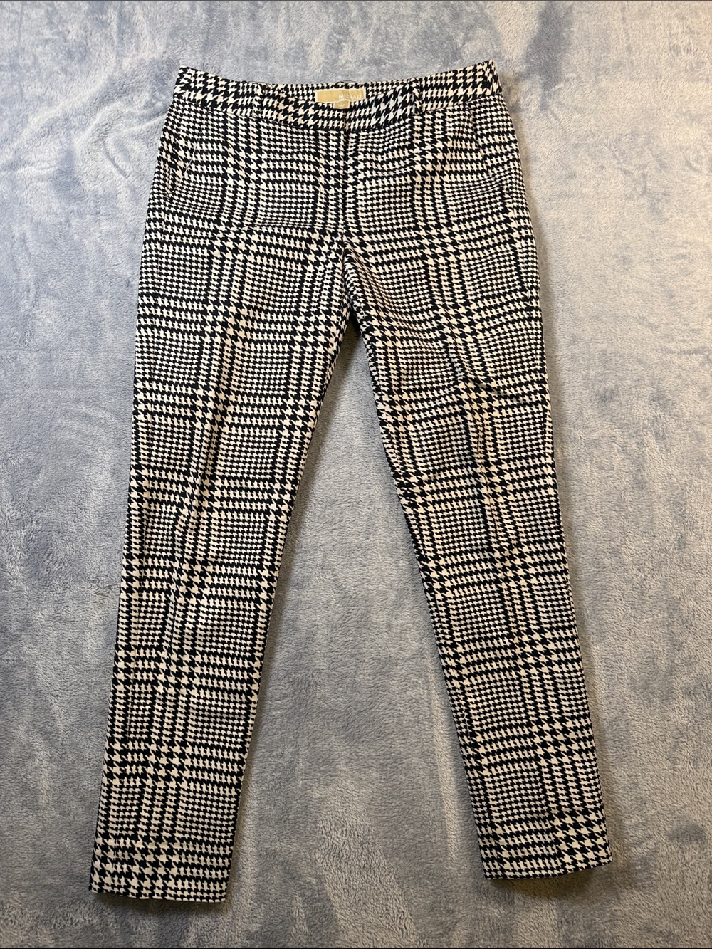Michael Kors Black and White Houndstooth Plaid Skinny Pants